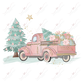 Vintage Christmas Truck - Ready To Press Sublimation Transfer Print Sublimation