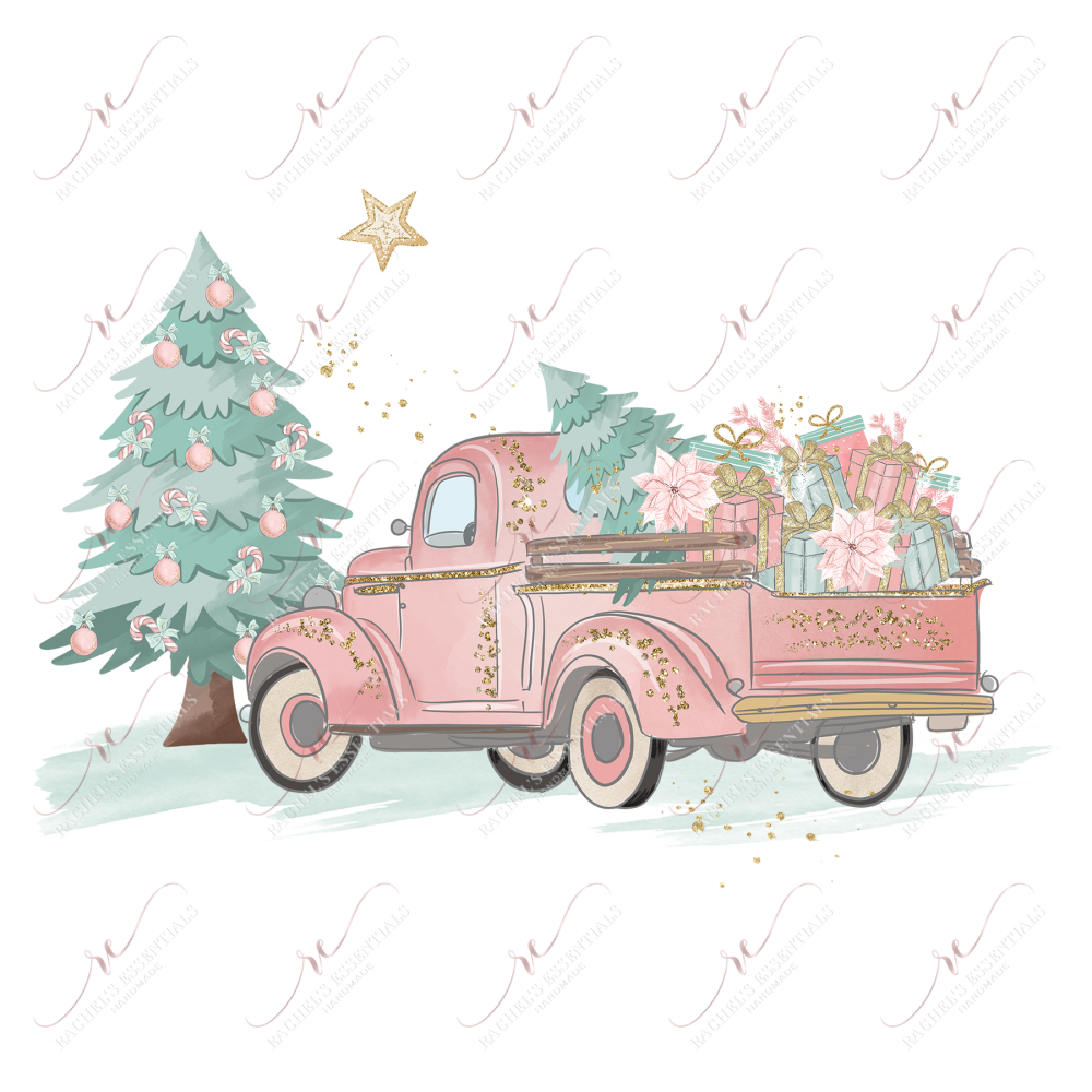 Vintage Christmas Truck - Ready To Press Sublimation Transfer Print Sublimation