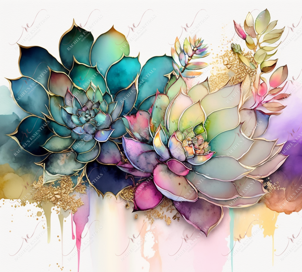 Watercolor Succulent- Vinyl Wrap Vinyl