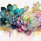 Watercolor Succulents - Ready To Press Sublimation Transfer Print Sublimation